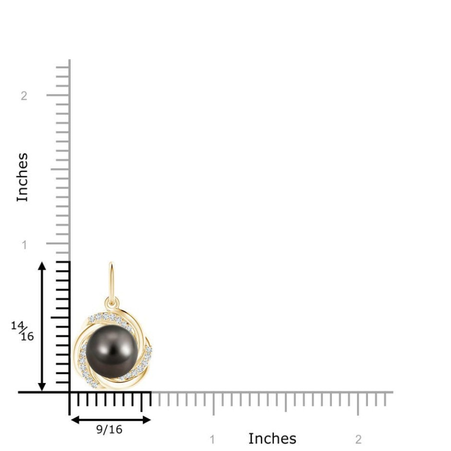 Necklaces Angara Tahitian Pearl | Tahitian Pearl Overlapping Halo Pendant