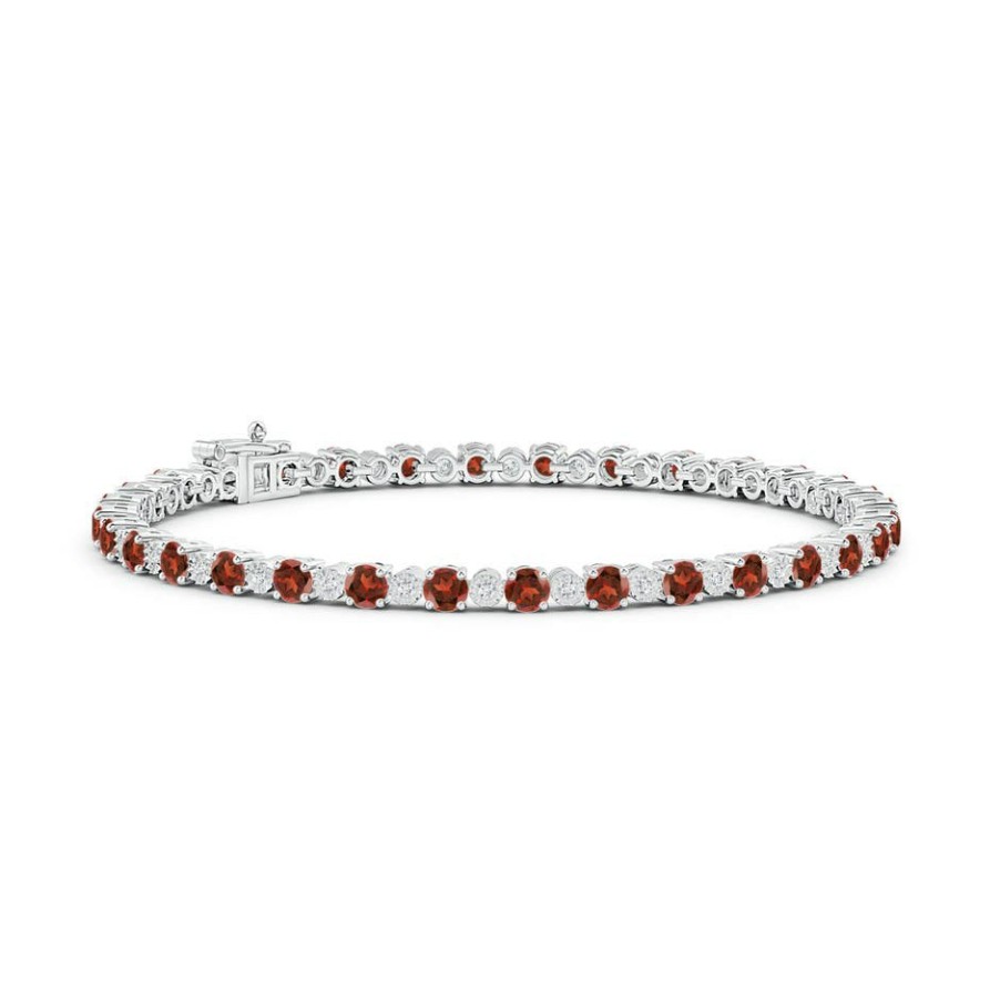 Bracelets Angara Garnet | Garnet And Illusion Diamond Tennis Bracelet