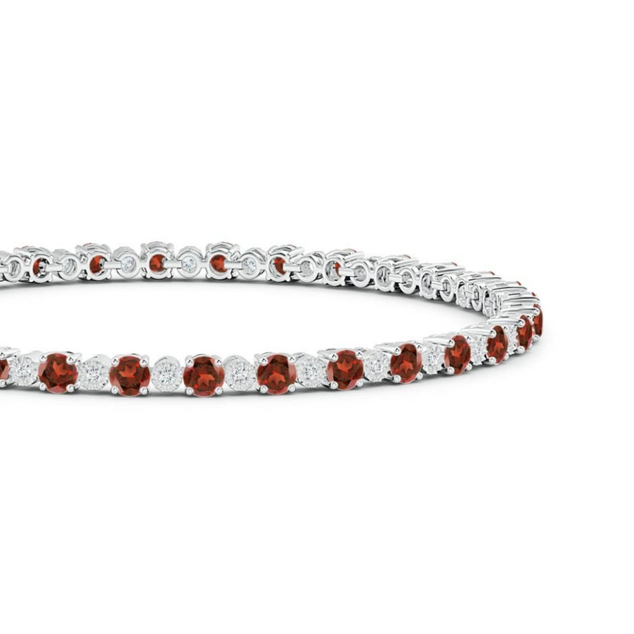 Bracelets Angara Garnet | Garnet And Illusion Diamond Tennis Bracelet