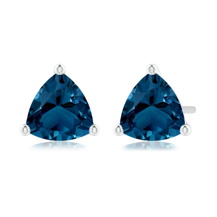 Earrings Angara London Blue Topaz | Martini-Set Trillion London Blue Topaz Stud Earrings