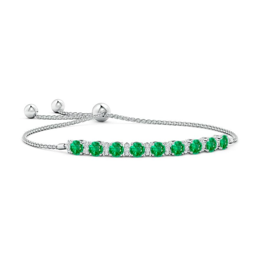 Bracelets Angara Emerald | Emerald Bolo Bracelet With Diamond Accents