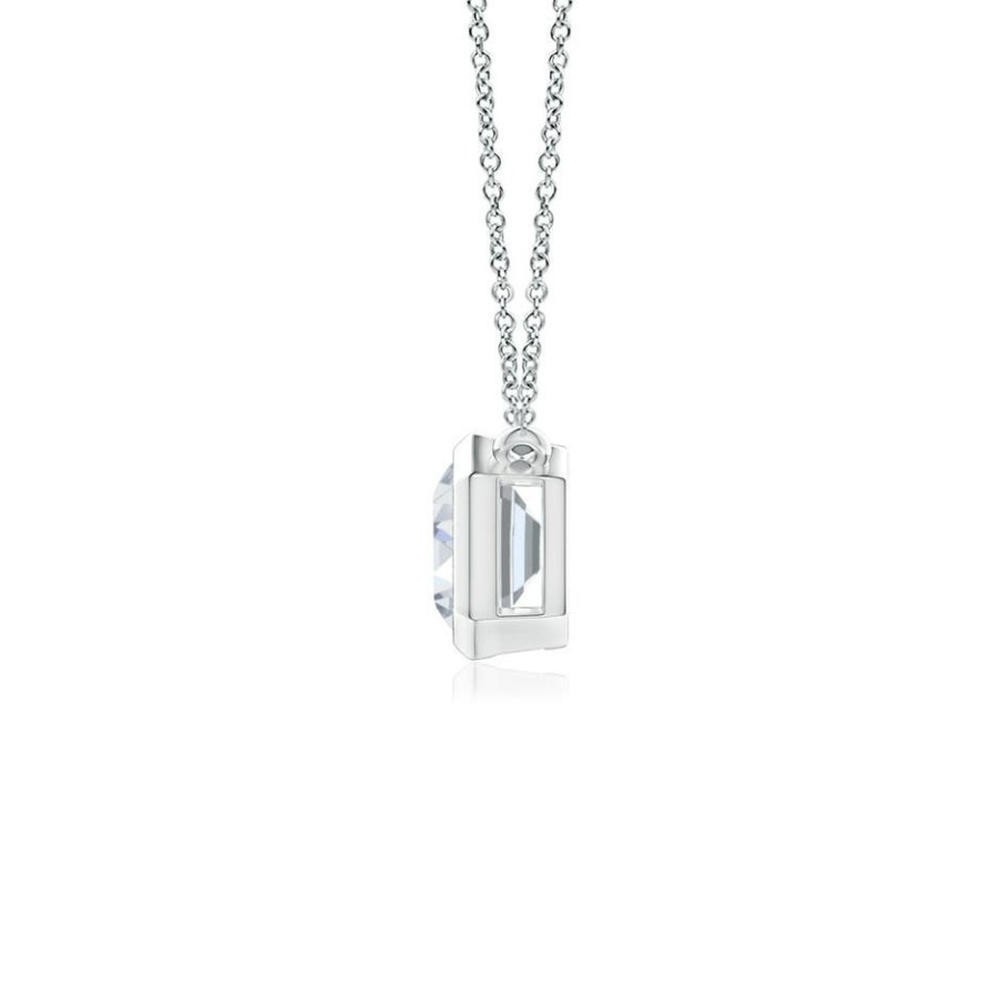 Necklaces Angara Diamond | Lab-Grown East-West Bezel-Set Emerald-Cut Diamond Pendant