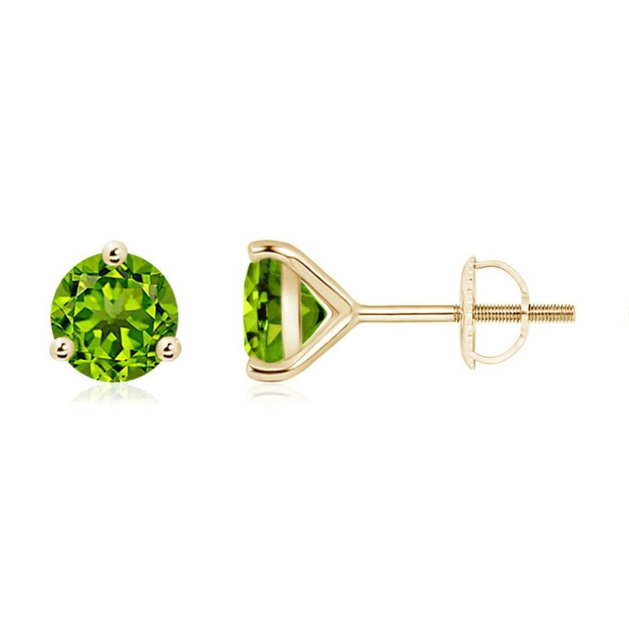 Earrings Angara Peridot | Martini-Set Round Peridot Stud Earrings