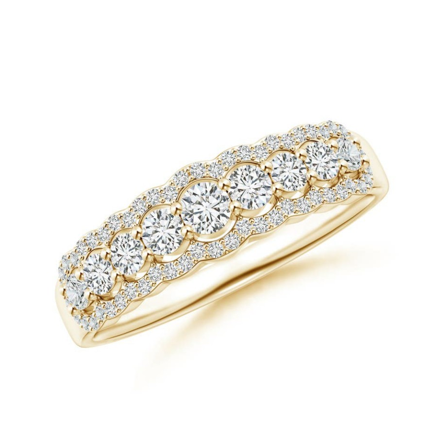 Rings Angara Diamond | Scalloped-Edge Diamond Nine Stone Anniversary Ring