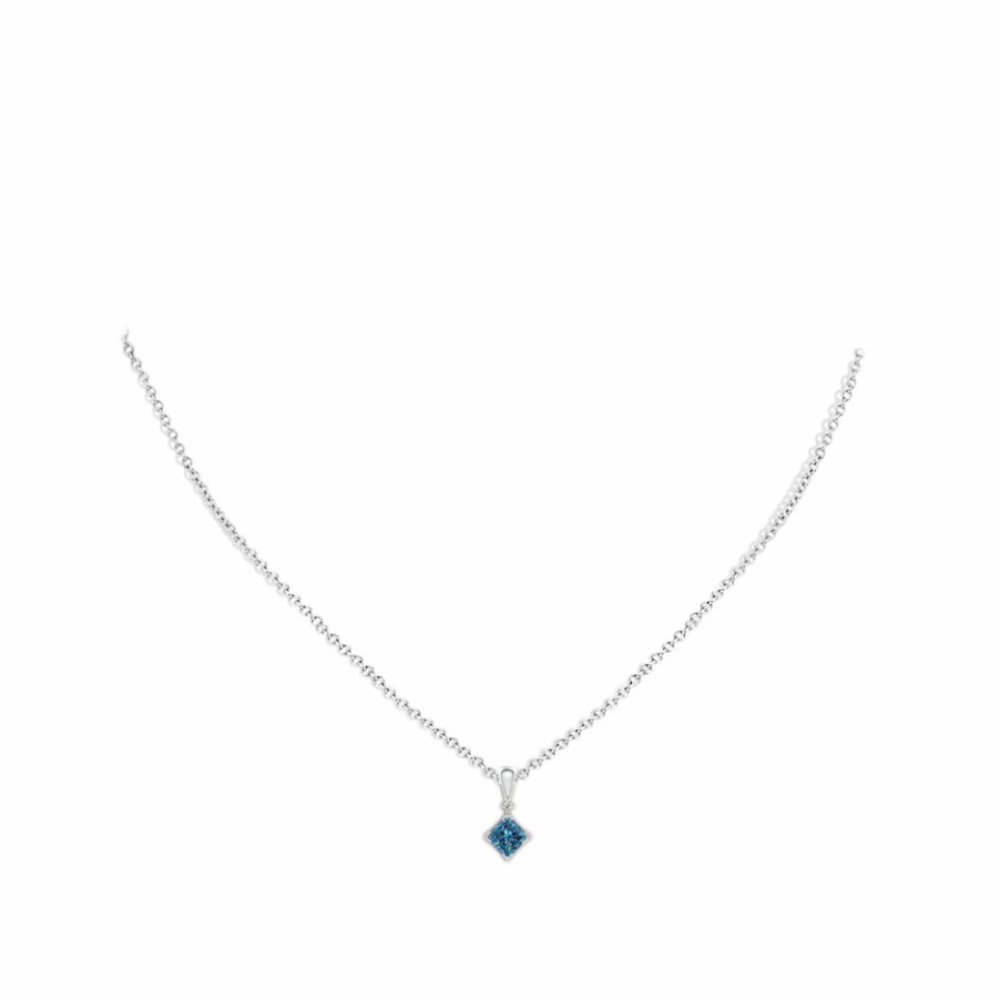 Necklaces Angara Enhanced Blue | Princess-Cut Blue Diamond Pendant