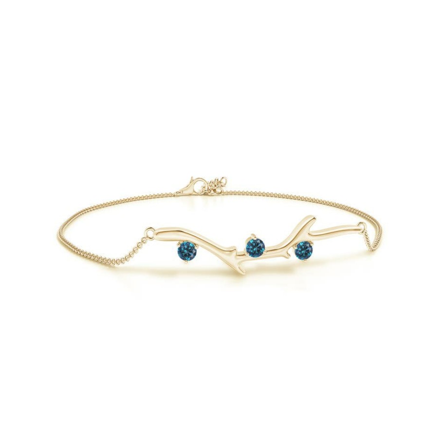 Bracelets Angara Enhanced Blue | Nature Inspired Round Blue Diamond Tree Branch Bracelet