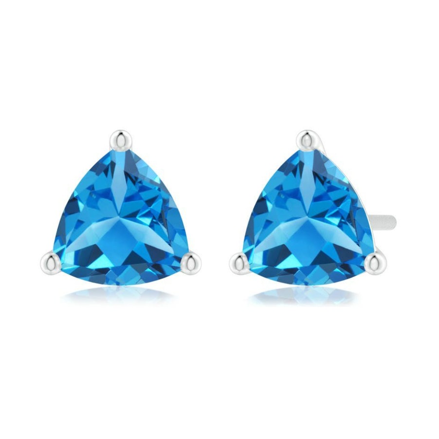 Earrings Angara Swiss Blue Topaz | Martini-Set Trillion Swiss Blue Topaz Stud Earrings