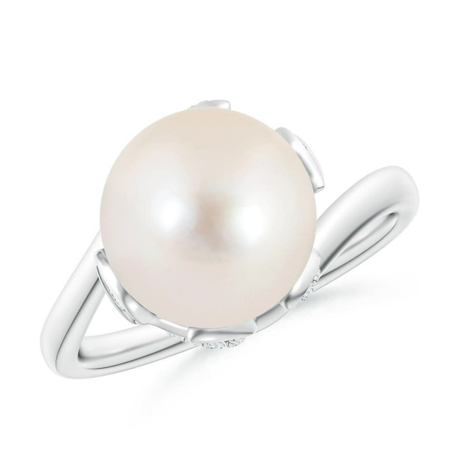 Rings Angara Freshwater Pearl | Freshwater Pearl Olive Leaf Bypass Ring