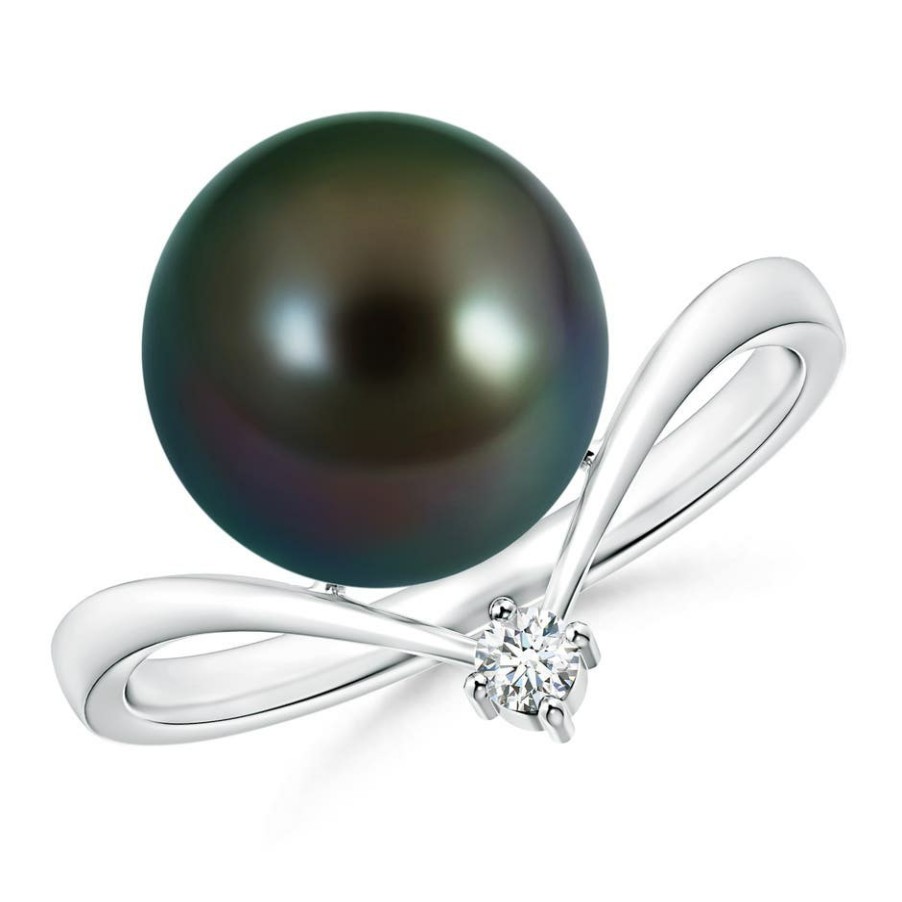 Rings Angara Tahitian Pearl | Tahitian Pearl Chevron Ring With Diamond