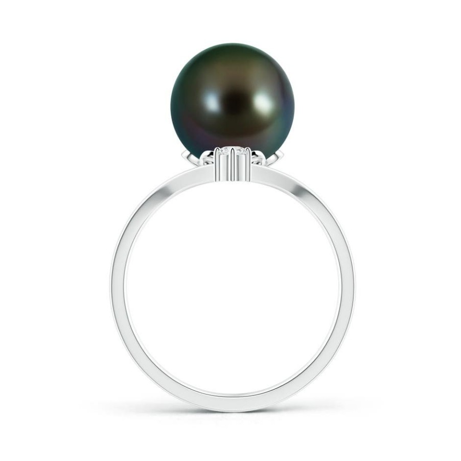 Rings Angara Tahitian Pearl | Tahitian Pearl Chevron Ring With Diamond