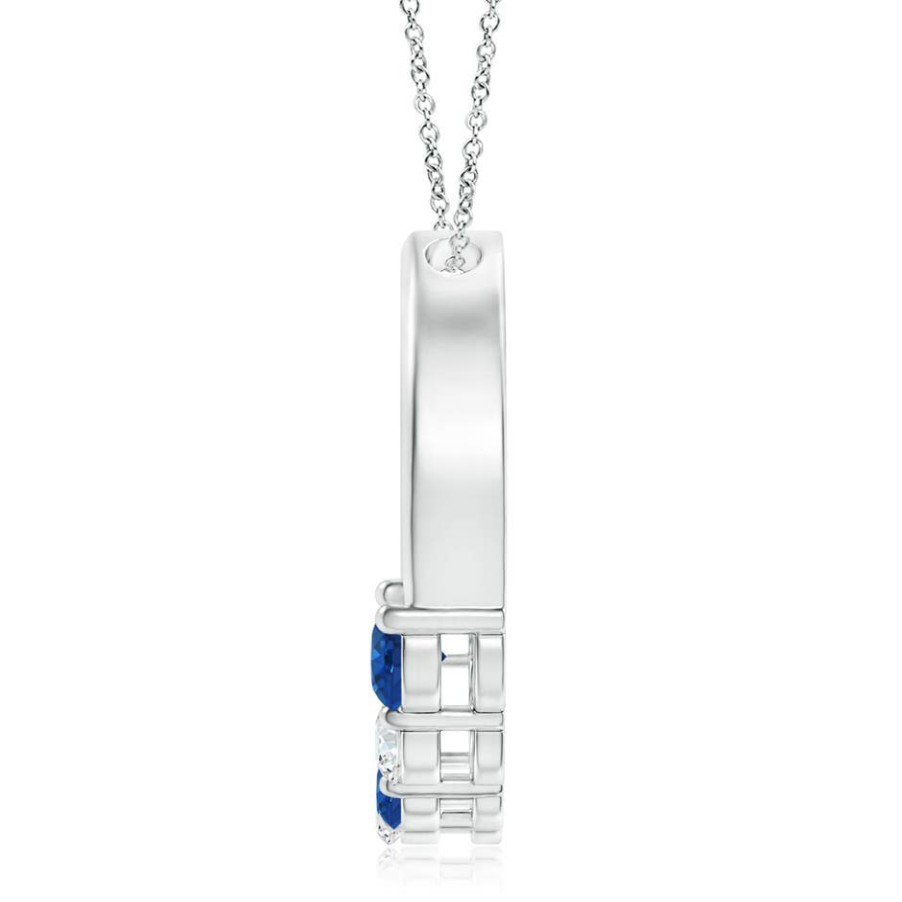 Necklaces Angara Blue Sapphire | Blue Sapphire And Diamond Circle Journey Pendant