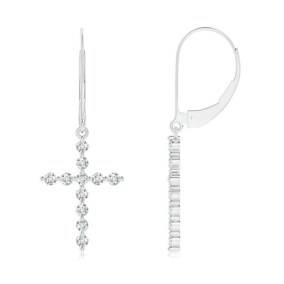 Earrings Angara Diamond | Diamond Cross Dangle Earrings