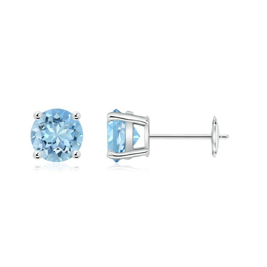 Earrings Angara Aquamarine | Round Aquamarine Stud Earrings