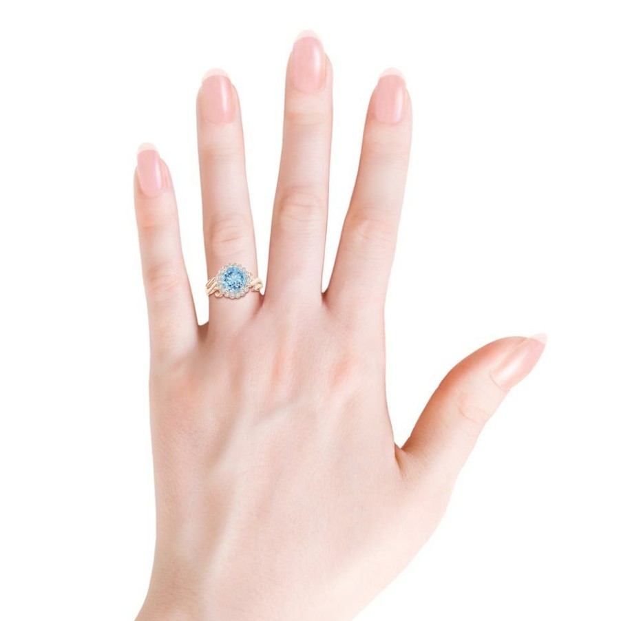 Rings Angara Aquamarine | Vintage Inspired Aquamarine Flower And Vine Ring