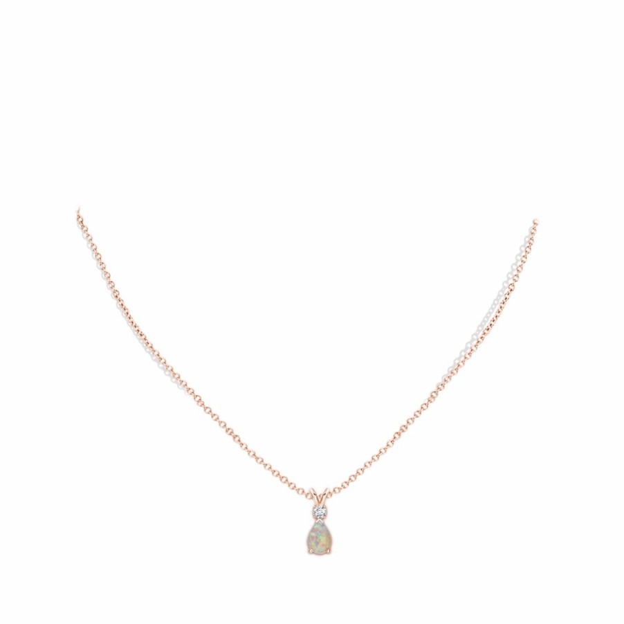 Necklaces Angara Opal | Opal Teardrop Pendant With Diamond