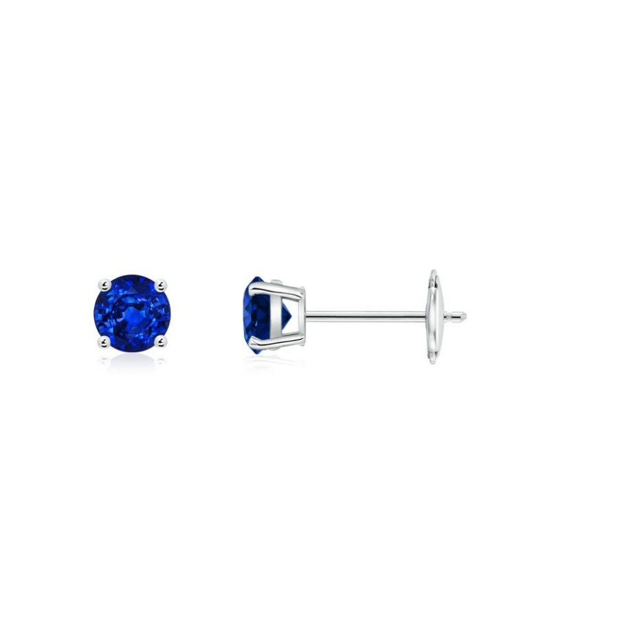 Earrings Angara Blue Sapphire | Round Blue Sapphire Stud Earrings