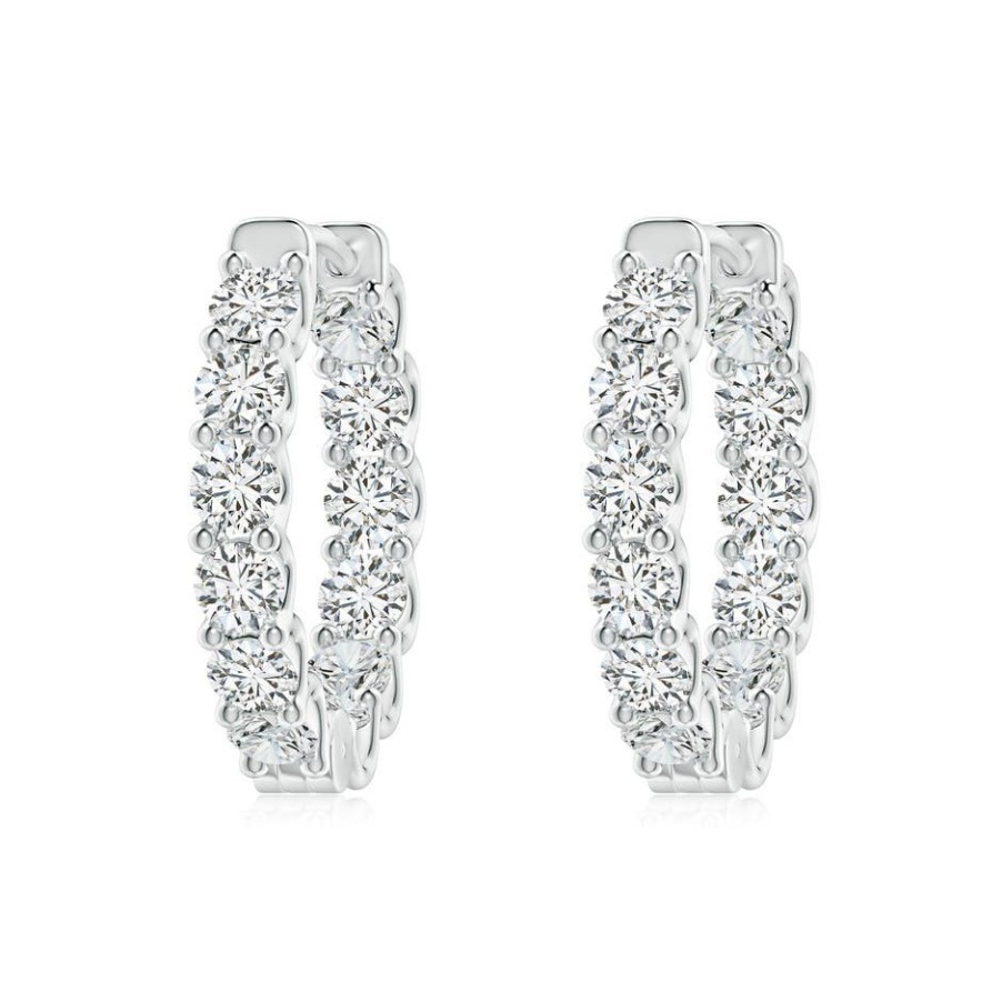 Earrings Angara Diamond | Prong-Set Diamond Inside Out Hoop Earrings