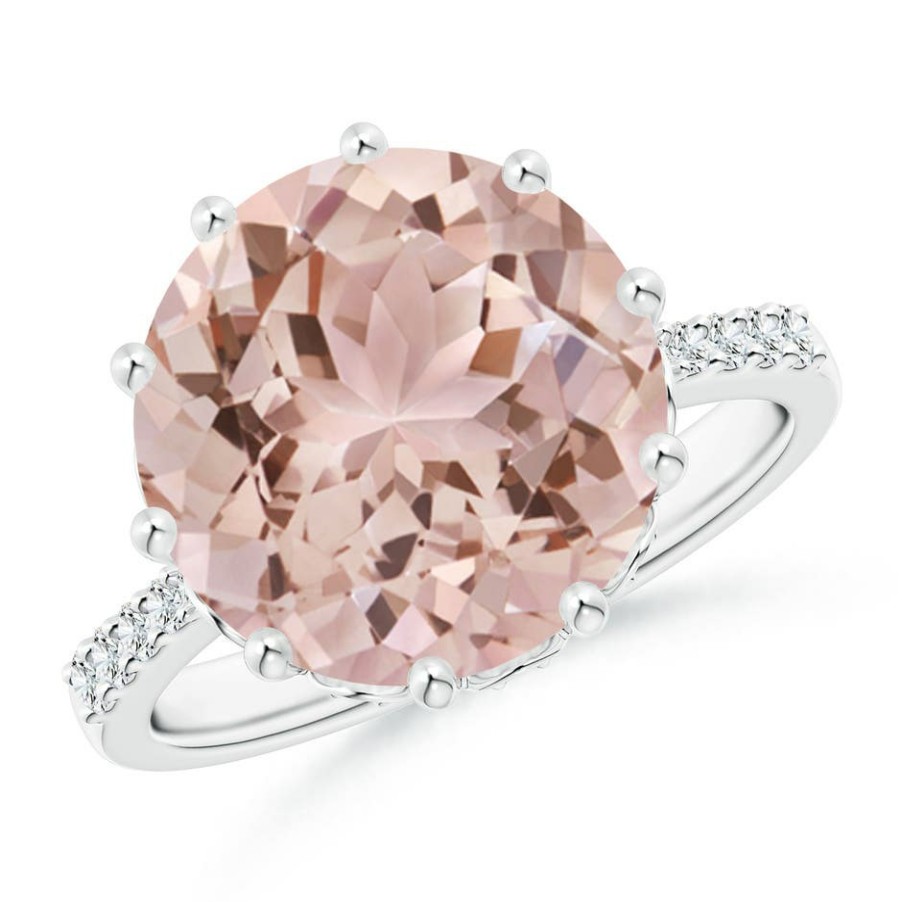 Rings Angara Morganite | Round Morganite Reverse Tapered Shank Cocktail Ring