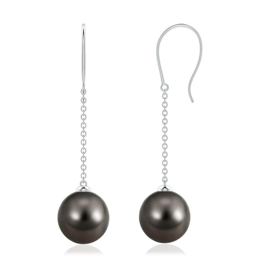 Earrings Angara Tahitian Pearl | Dangling Solitaire Tahitian Pearl Earrings