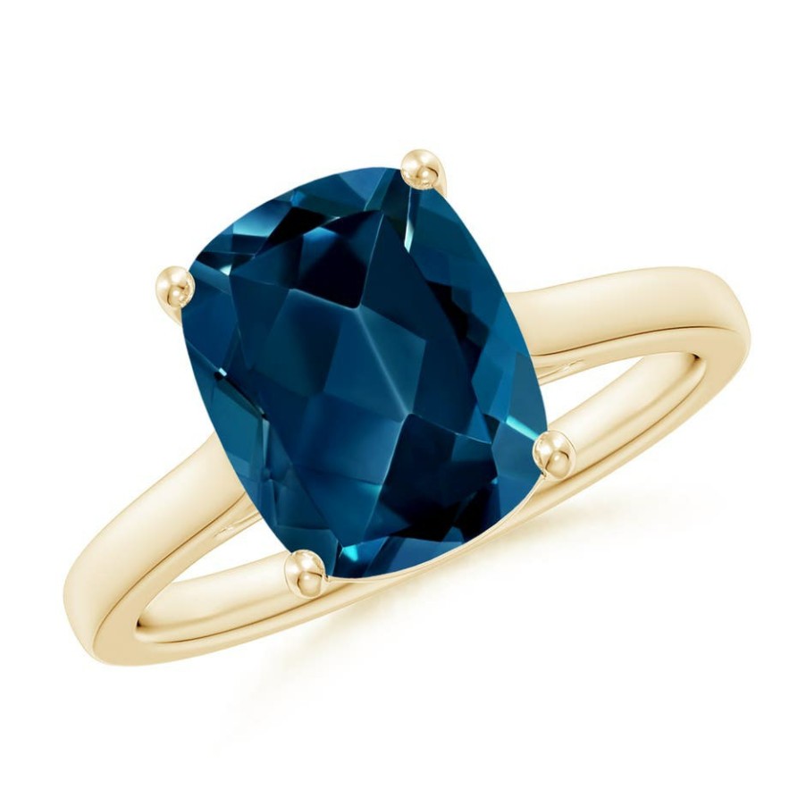 Rings Angara London Blue Topaz | Classic Cushion London Blue Topaz Solitaire Ring