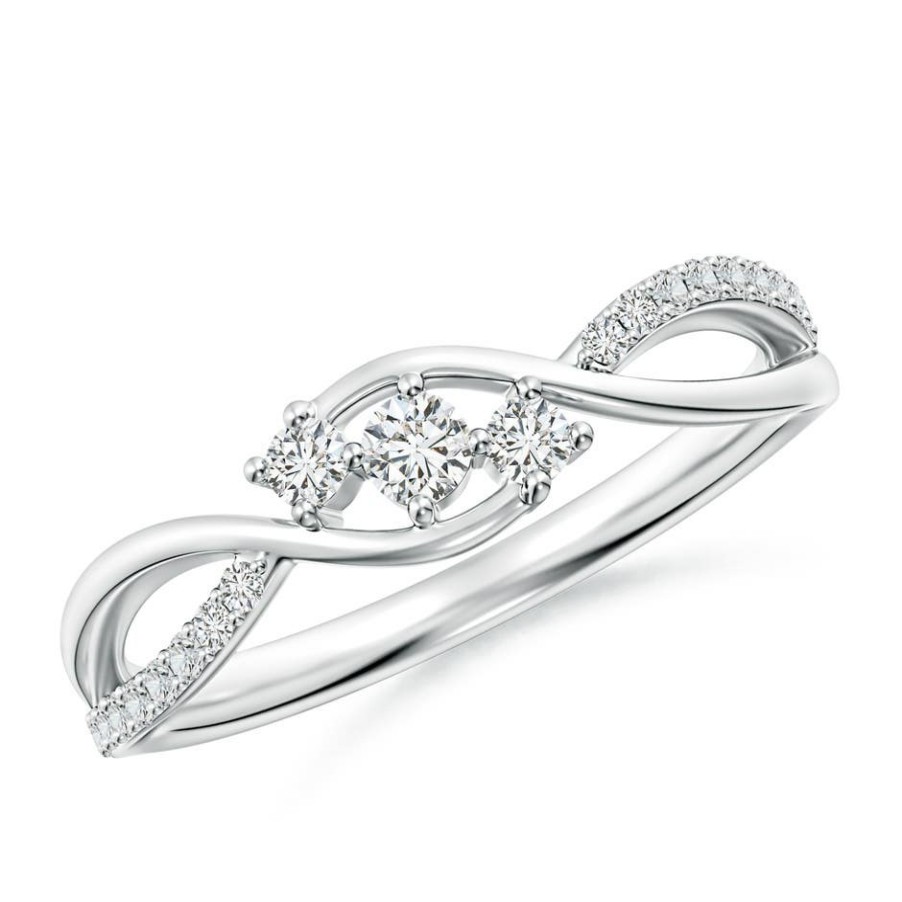 Rings Angara Diamond | Diamond Infinity Twist Three Stone Bypass Ring