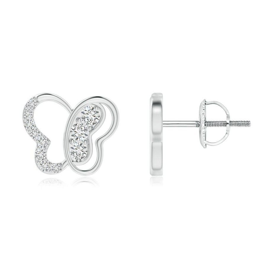 Earrings Angara Diamond | Pave-Set Diamond Butterfly Stud Earrings