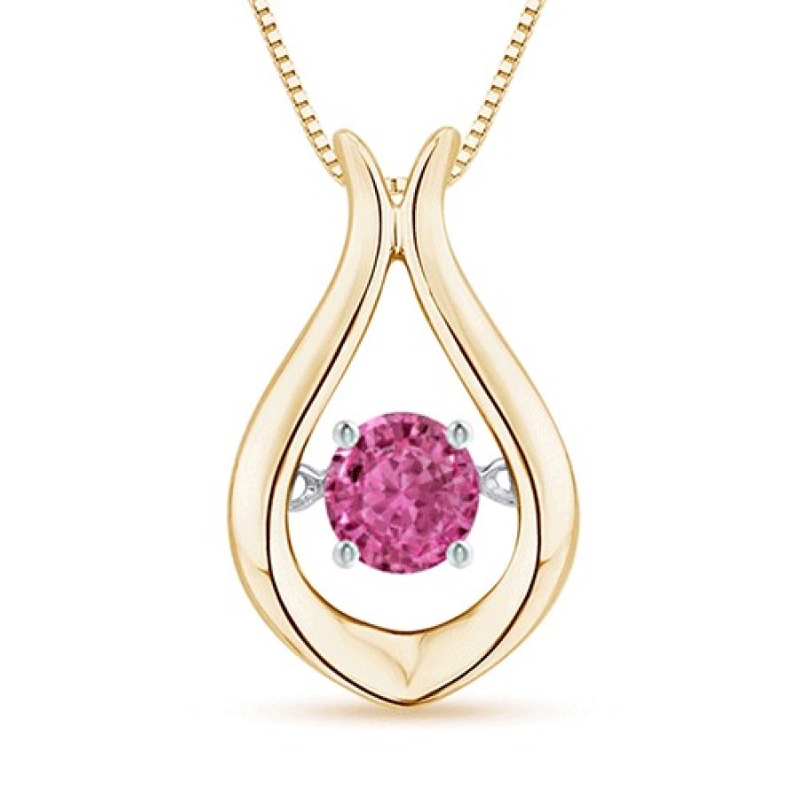 Necklaces Angara Pink Sapphire | Dancing Pink Sapphire Solitaire Drop Pendant