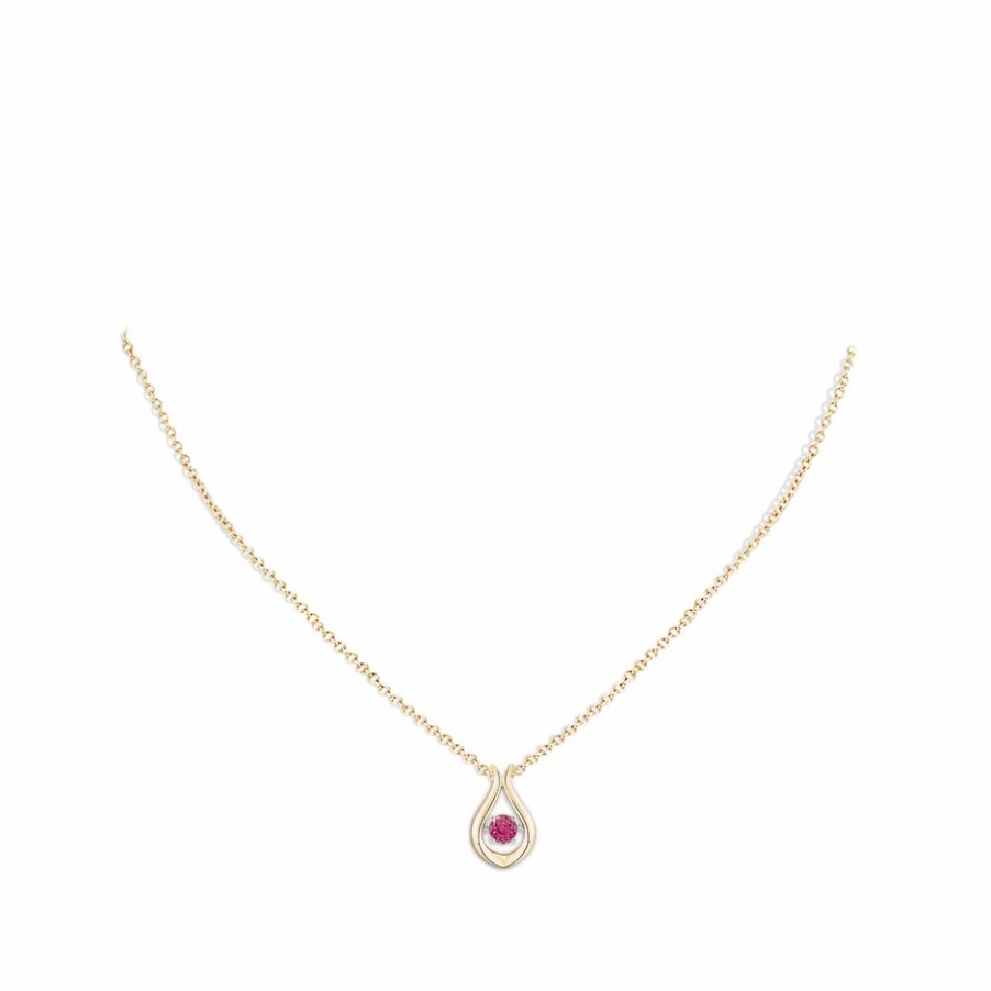 Necklaces Angara Pink Sapphire | Dancing Pink Sapphire Solitaire Drop Pendant