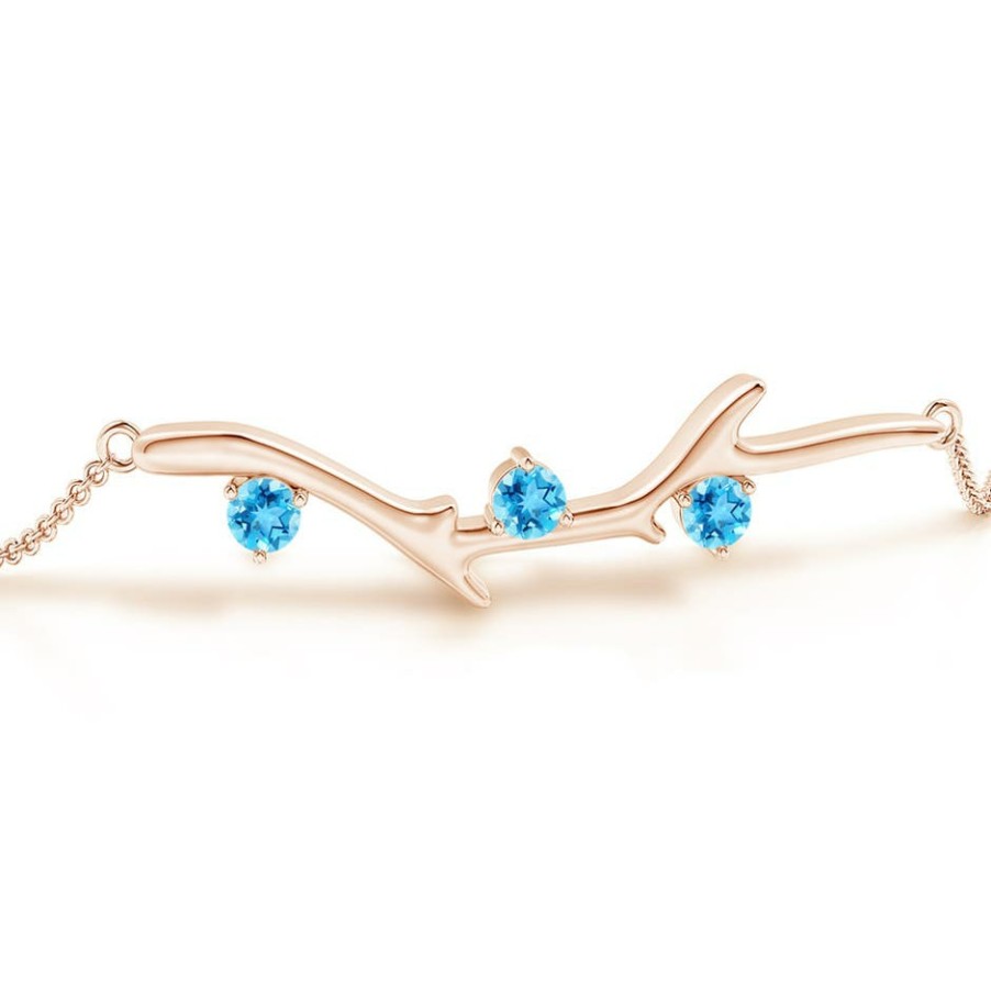 Bracelets Angara Swiss Blue Topaz | Nature Inspired Round Swiss Blue Topaz Tree Branch Bracelet