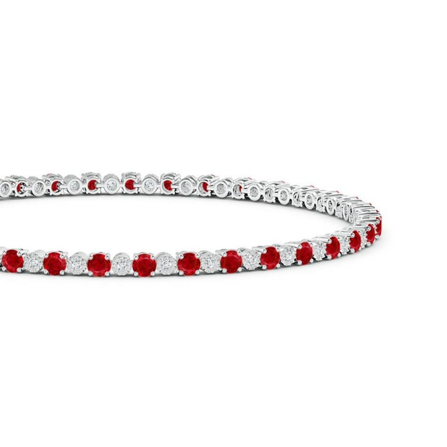 Bracelets Angara Ruby | Ruby And Illusion Diamond Tennis Bracelet