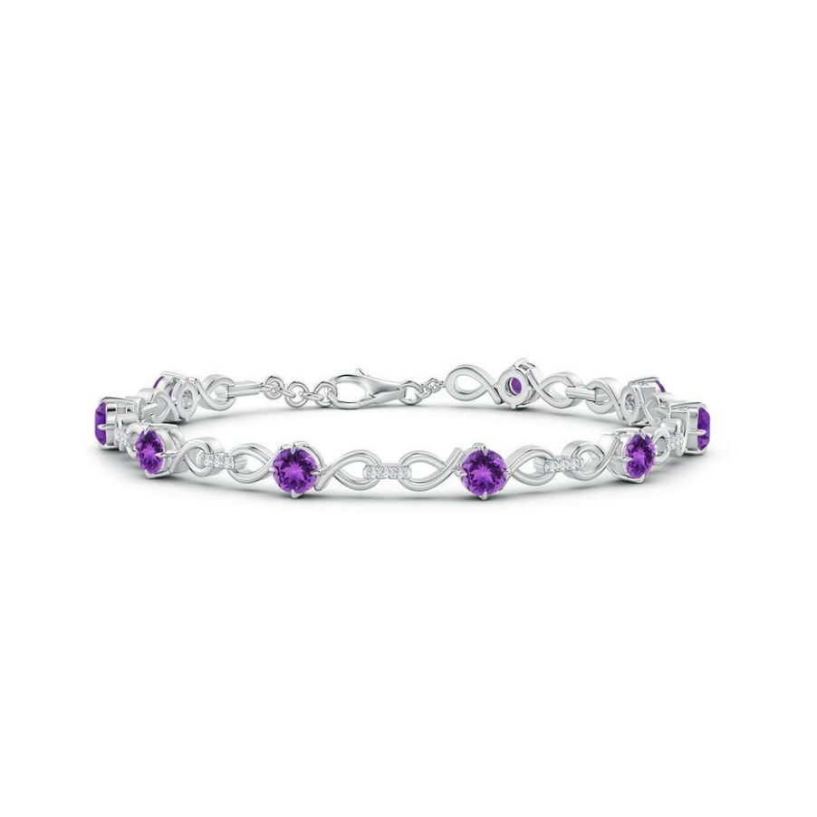 Bracelets Angara Amethyst | Amethyst And Diamond Infinity Link Bracelet