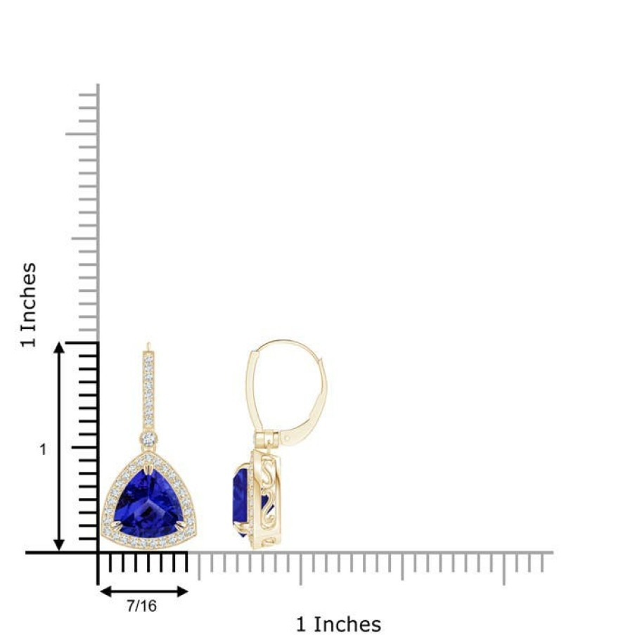 Earrings Angara Tanzanite | Vintage-Inspired Dangling Trillion Tanzanite Earrings