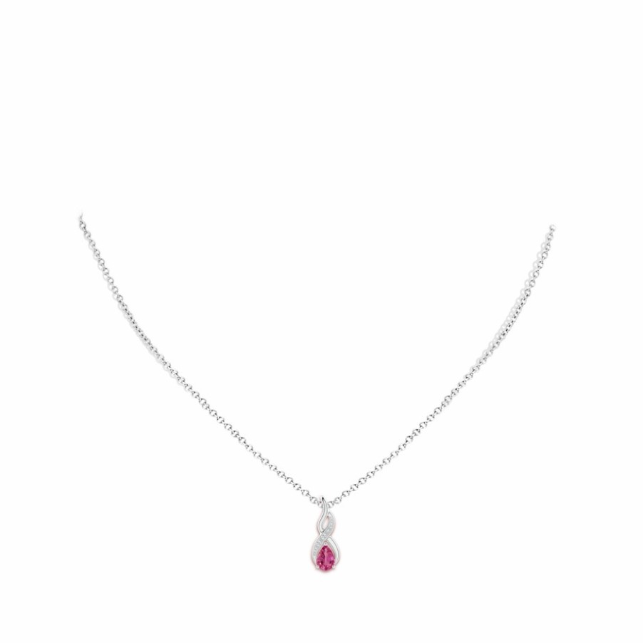 Necklaces Angara Pink Sapphire | Pink Sapphire Infinity Swirl Pendant With Diamonds