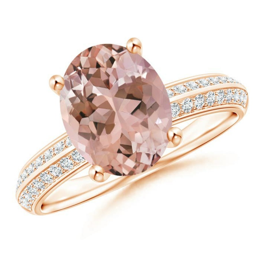 Rings Angara Morganite | Classic Oval Morganite Knife Edge Ring