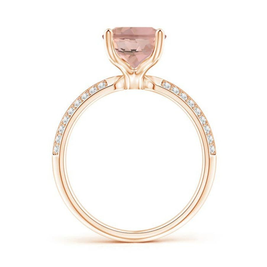 Rings Angara Morganite | Classic Oval Morganite Knife Edge Ring