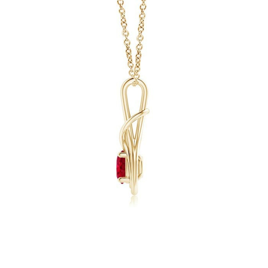 Necklaces Angara Ruby | Round Ruby Solitaire Infinity Knot Pendant