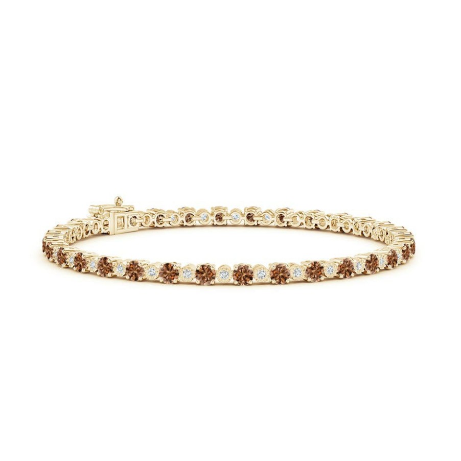 Bracelets Angara Coffee Diamond | Alternating Coffee & White Diamond Tennis Bracelet