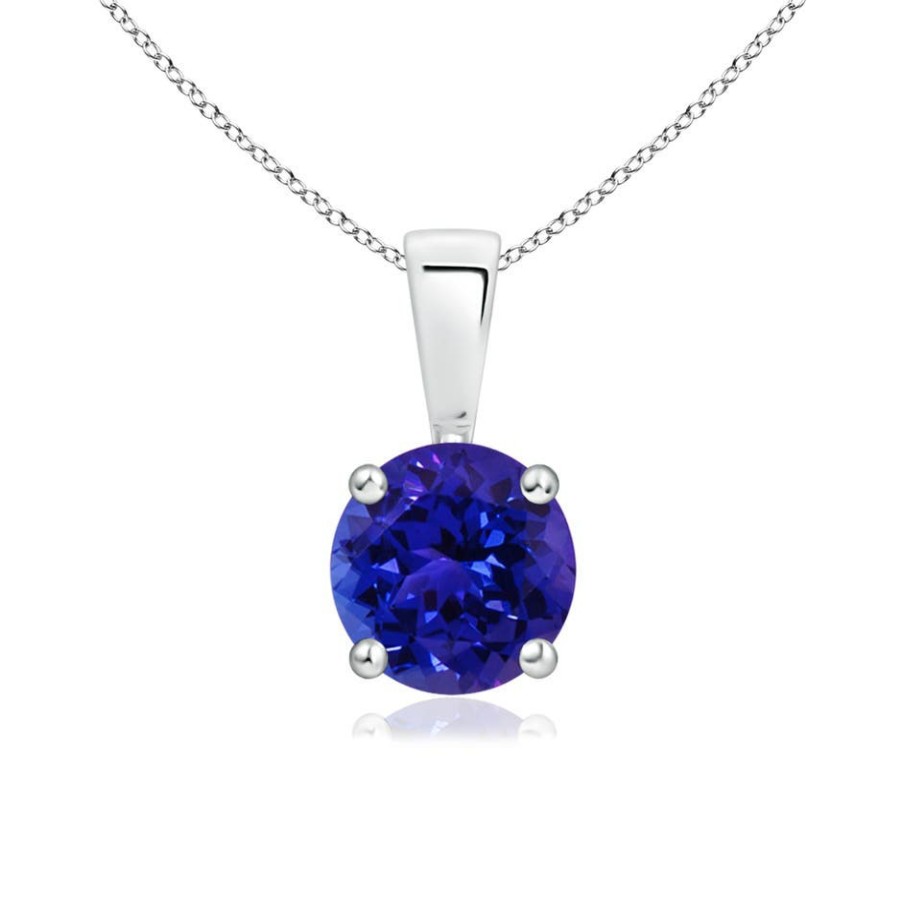 Necklaces Angara Tanzanite | Classic Round Tanzanite Solitaire Pendant