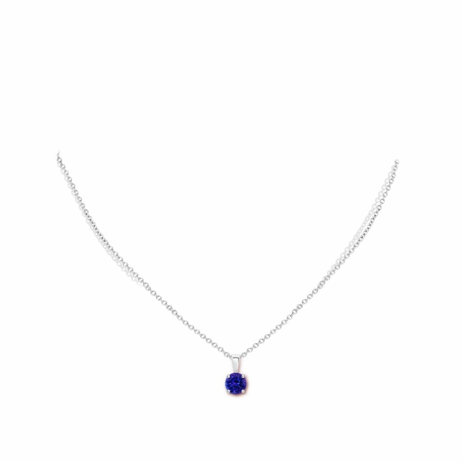 Necklaces Angara Tanzanite | Classic Round Tanzanite Solitaire Pendant