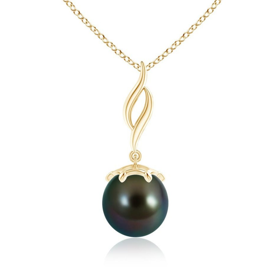 Necklaces Angara Tahitian Pearl | Solitaire Tahitian Pearl Flame Drop Pendant