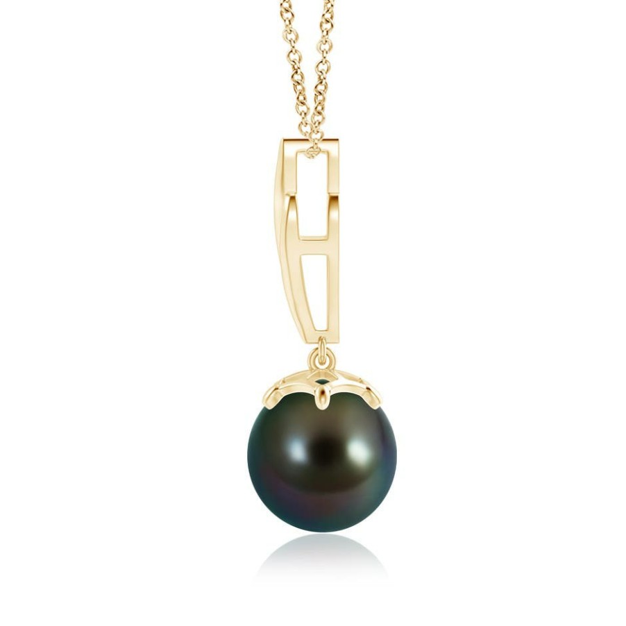 Necklaces Angara Tahitian Pearl | Solitaire Tahitian Pearl Flame Drop Pendant