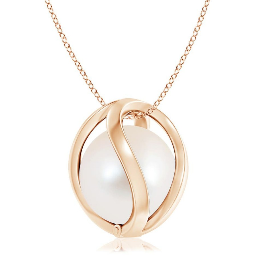 Necklaces Angara Freshwater Pearl | Freshwater Pearl Cage Pendant