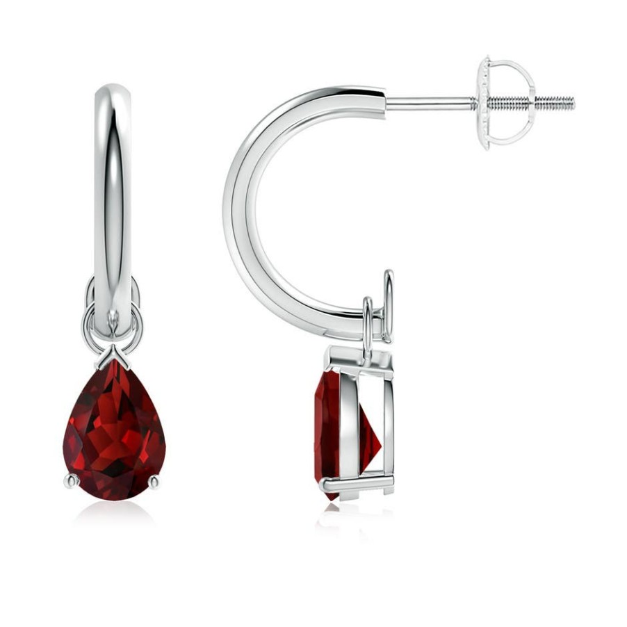 Earrings Angara Garnet | Pear-Shaped Garnet Drop Earrings With Screw Back