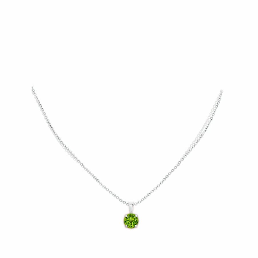 Necklaces Angara Peridot | Classic Round Peridot Solitaire Pendant