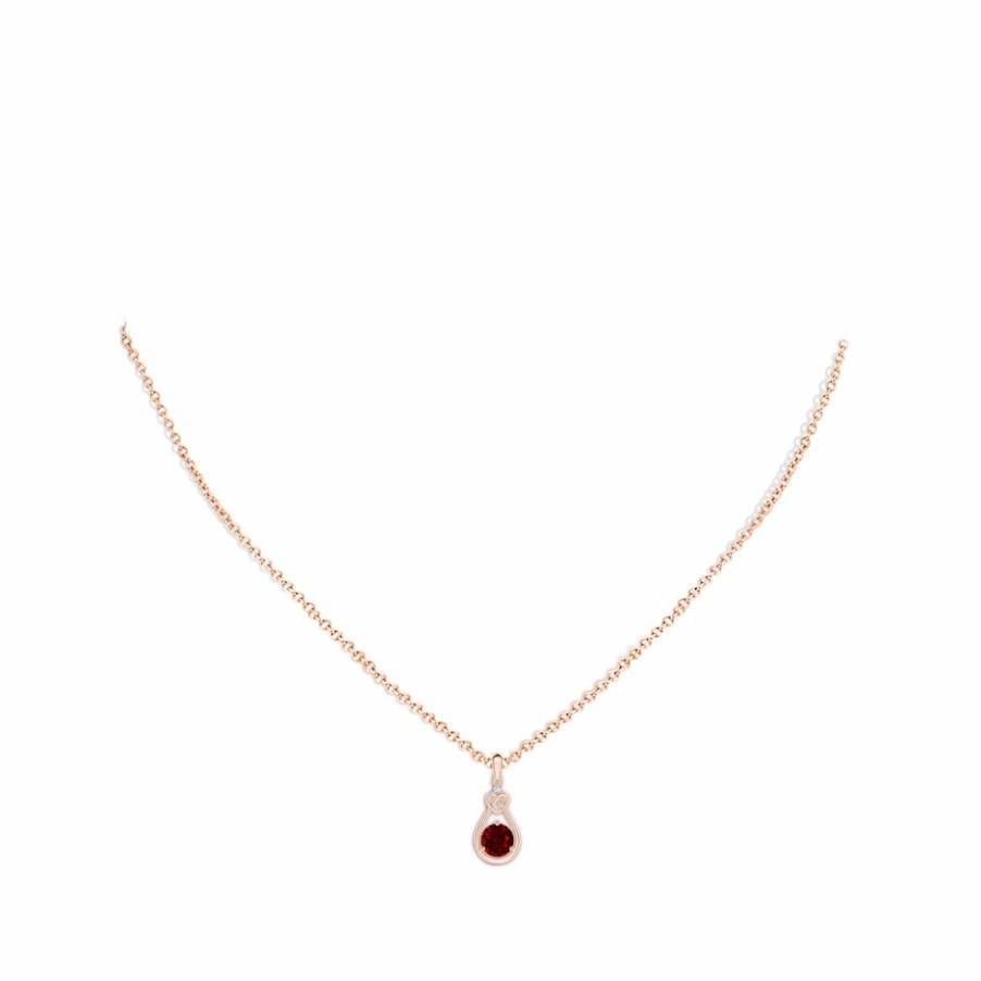 Necklaces Angara Ruby | Ruby Knotted Heart Pendant With Diamond