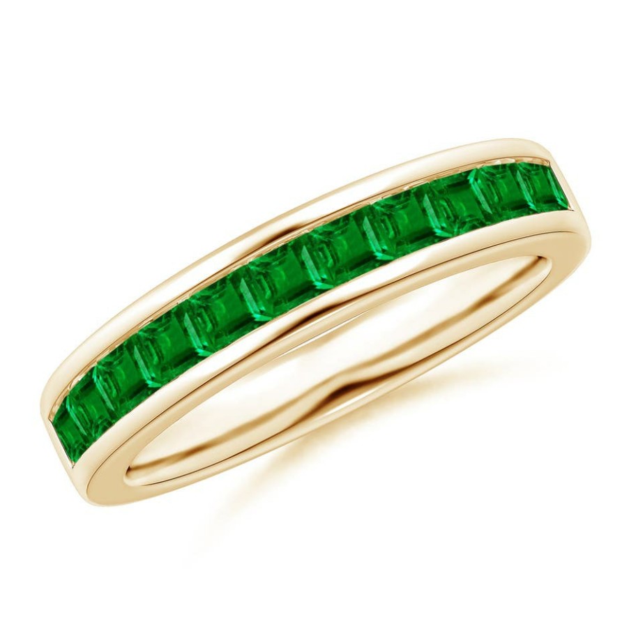 Rings Angara Emerald | Channel Set Square Emerald Half Eternity Ring