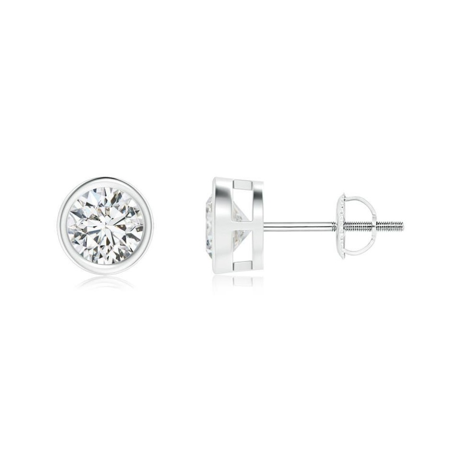 Earrings Angara Diamond | Bezel-Set Diamond Solitaire Stud Earrings