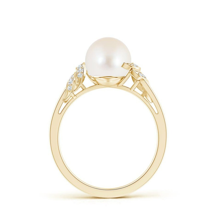 Rings Angara Freshwater Pearl | Freshwater Pearl And Diamond Swirl Ring