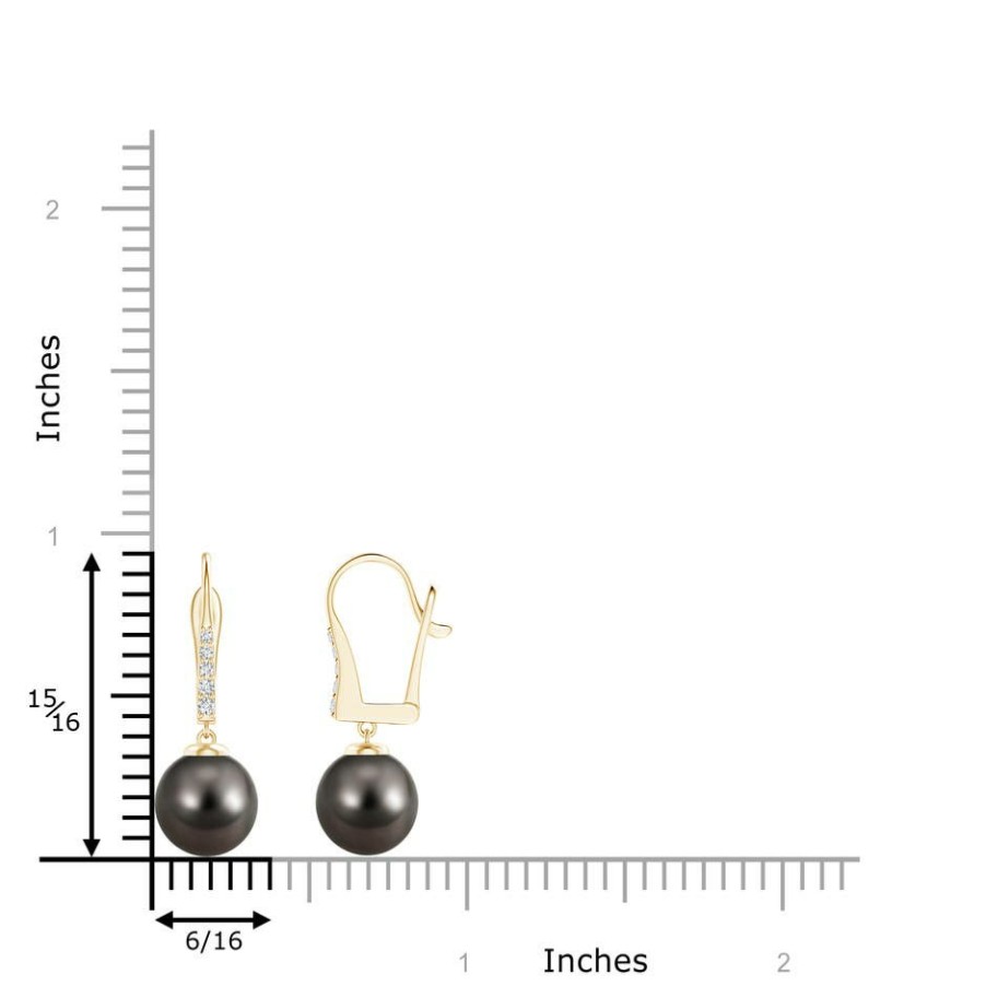 Earrings Angara Tahitian Pearl | Tahitian Pearl And Diamond Leverback Earrings