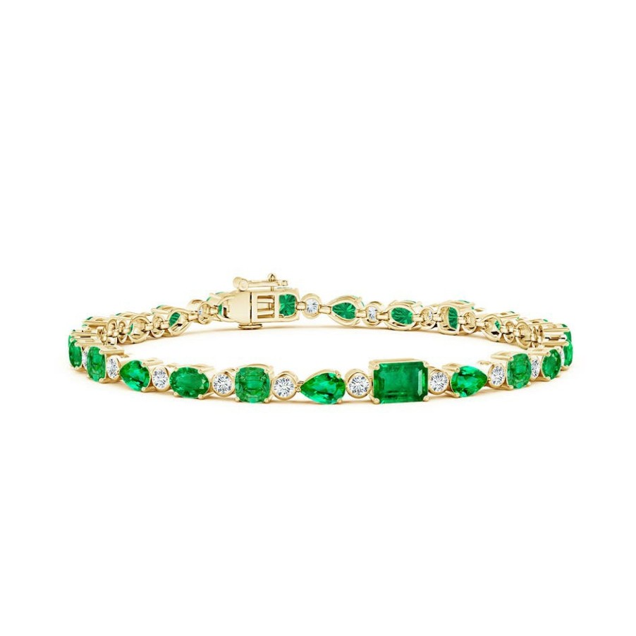 Bracelets Angara Emerald | Emerald & Diamond Multi-Shape Tennis Bracelet